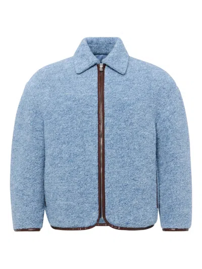 Jw Anderson Melange Wool-blend Jacket In Blue