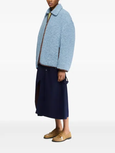 Jw Anderson Melange Wool-blend Jacket In Blue