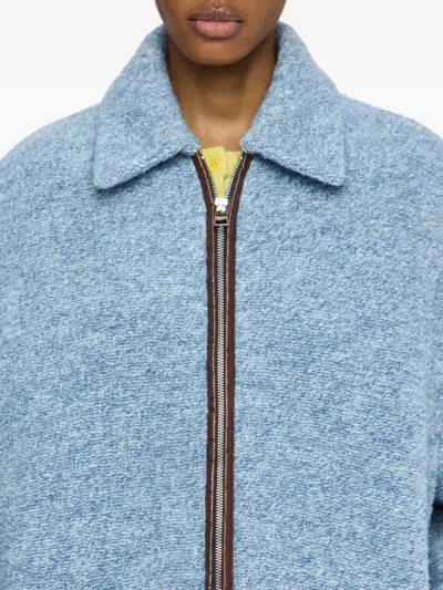 Jw Anderson Melange Wool-blend Jacket In Blue