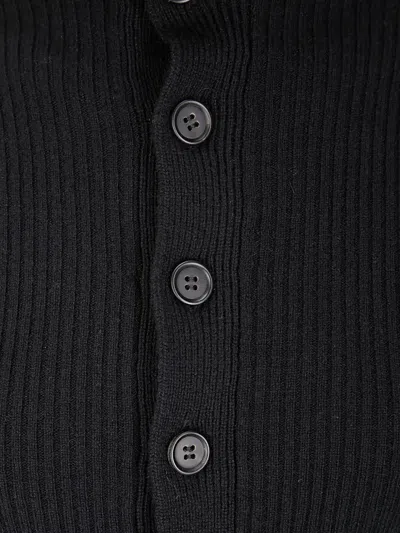 Yohji Yamamoto High-neck Ribbed Buttoned Cardigan In Black