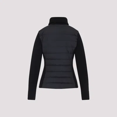 Moncler Two-material Cardigan With Goose Down Padding And High Neck In Black