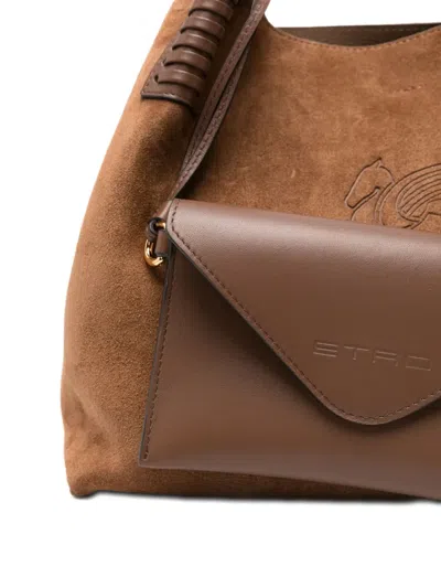 LIBRA 编织手柄绒面皮手提包