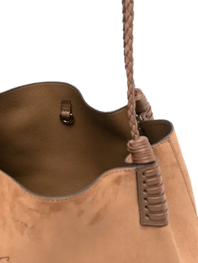 LIBRA 编织手柄绒面皮手提包