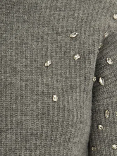 Liu •jo Liu Jo Textured Knit Sweater With Sparkling Embellishments In Gray