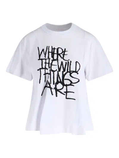 Sacai Where The Wild Things Are Cotton Jersey T-shirt In White