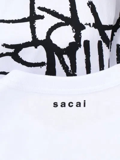 Sacai Where The Wild Things Are Cotton Jersey T-shirt In White