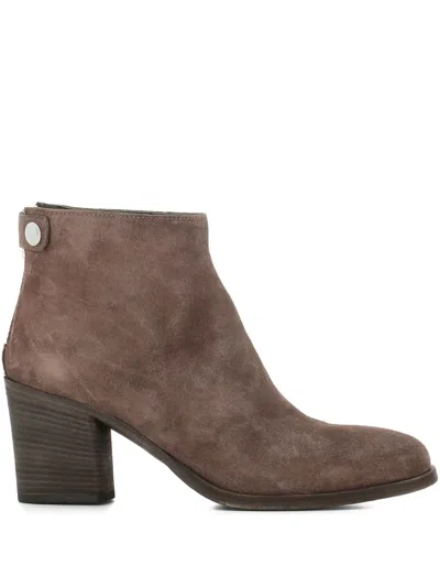 Officine Creative Zip-detail Block-heel Ankle Boots In Brown