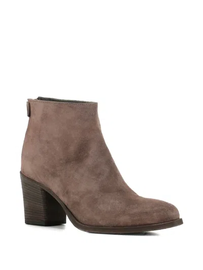 Officine Creative Zip-detail Block-heel Ankle Boots In Brown