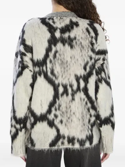 Attico Cropped Python Print Sweater In Black