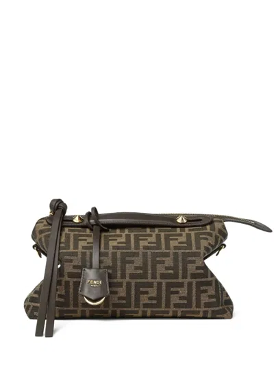 Fendi Women By The Way Soft Medium Ff Jacquard Fabric And Leather In Brown