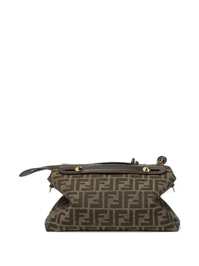Fendi Women By The Way Soft Medium Ff Jacquard Fabric And Leather In Brown