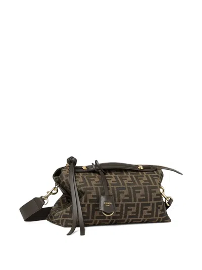Fendi Women By The Way Soft Medium Ff Jacquard Fabric And Leather In Brown