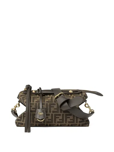 Fendi Women By The Way Soft Medium Ff Jacquard Fabric And Leather In Brown