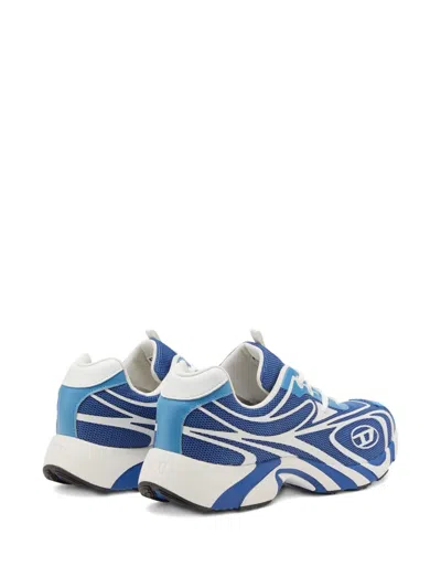 Diesel Swirl Pattern Low Top Sneakers With Rubber Sole In Blue