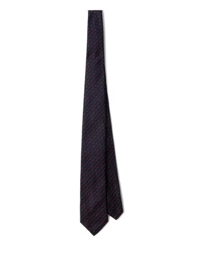 Prada Patterned Silk Tie In Black