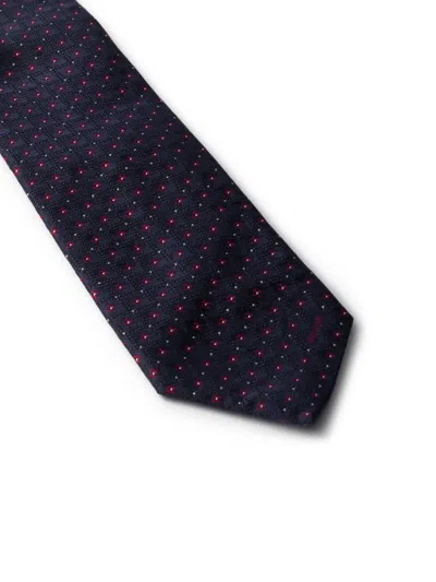 Prada Patterned Silk Tie In Black