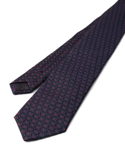 Prada Patterned Silk Tie In Black