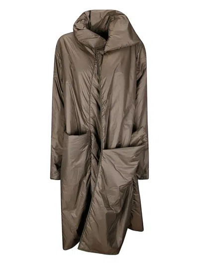 Maria Calderara High-neck Draped Coat In Brown