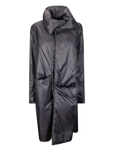 Maria Calderara Black Coat With Internal Drawstring In Black