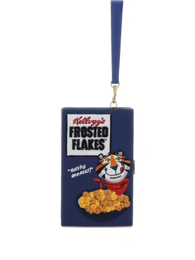 Anya Hindmarch Frosted-flakes-tiger Clutch In Blue