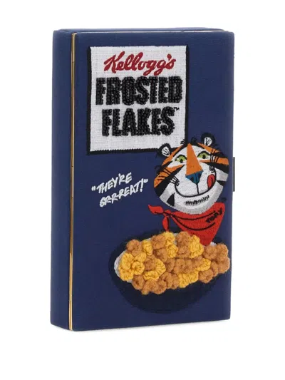 Anya Hindmarch Frosted-flakes-tiger Clutch In Blue