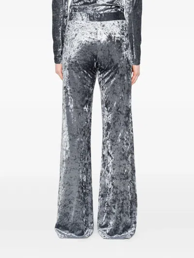 Forte Forte Stretch Velvet Wide Leg Trousers In Gray