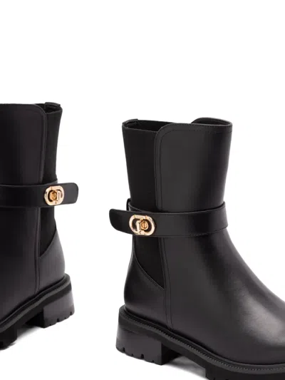 搭扣带机车皮靴