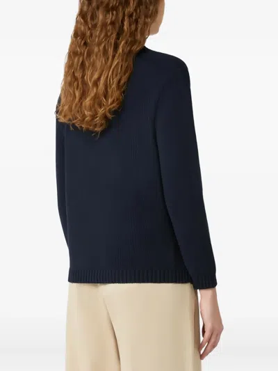 Weekend Max Mara Omens Navy Nespola Round-neck Cotton-blend Jumper In Blue