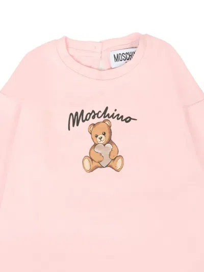 Moschino Baby Girls Long Sleeve Teddy T-shirt In Pink