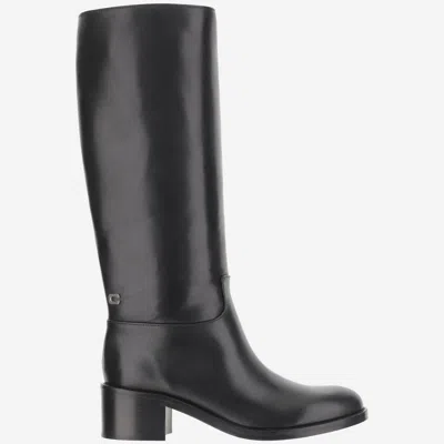 Carel Paris Women Black Leather Boots, 6.5 Luxury Boots For Women Darveys In Black