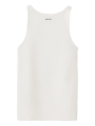 Miu Miu Cotton Knit Tank Top In White