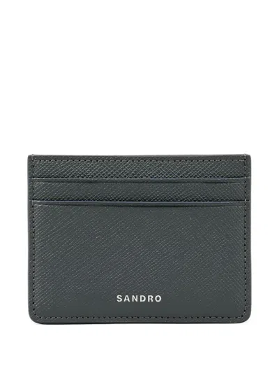Sandro Logo-stamp Cardholder In Gray