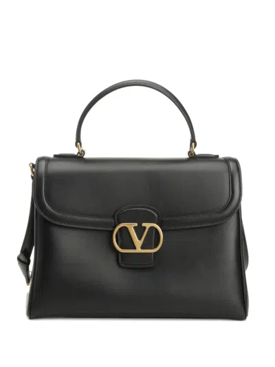 Valentino 9 To 5 Flap Leather Top-handle Bag In Black