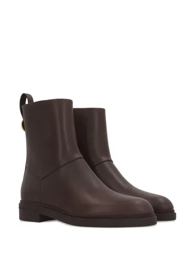 Loro Piana Kilda Paneled Leather Ankle Boots In Brown