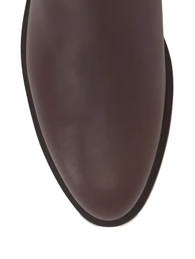 Loro Piana Kilda Paneled Leather Ankle Boots In Brown