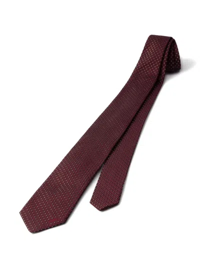Prada Dot-pattern Tie In Burgundy