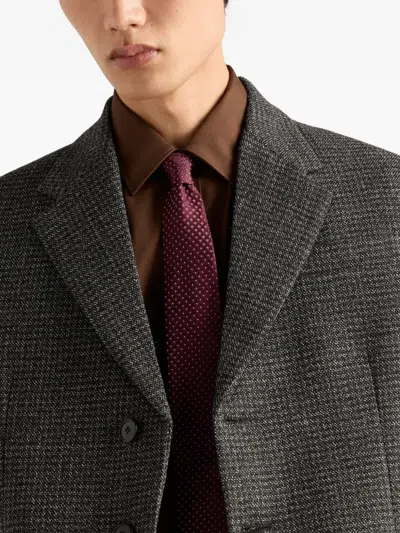 Prada Dot-pattern Tie In Burgundy
