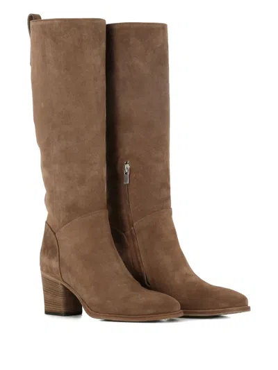 Officine Creative Suede Block-heel Boots In Brown