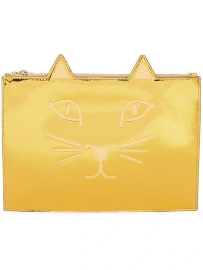 Shop Charlotte Olympia Kitty Clutch - Metallic