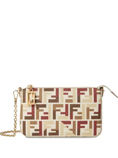 Fendi Pouch With Chain In Multicolor Ff Fabric In Multi