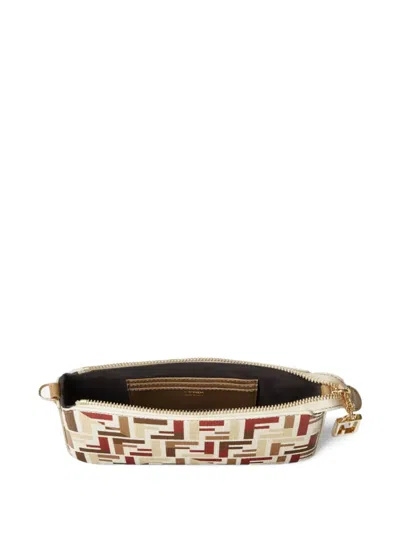 Fendi Pouch With Chain In Multicolor Ff Fabric In Multi