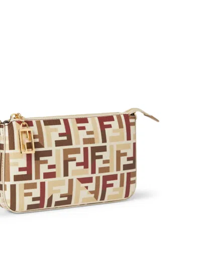 Fendi Pouch With Chain In Multicolor Ff Fabric In Multi