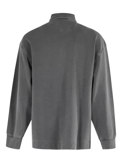 Carhartt Wip Piquescript Half-zip Sweatshirt In Gray