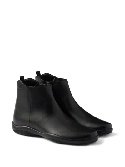 Prada Mens Black Toblach High Top Leather Ankle Boots Eur 43 / 9 Uk In Black