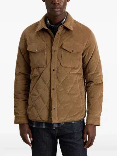 Woolrich Corduroy Quilted Chest Pockets Long Sleeves In Brown