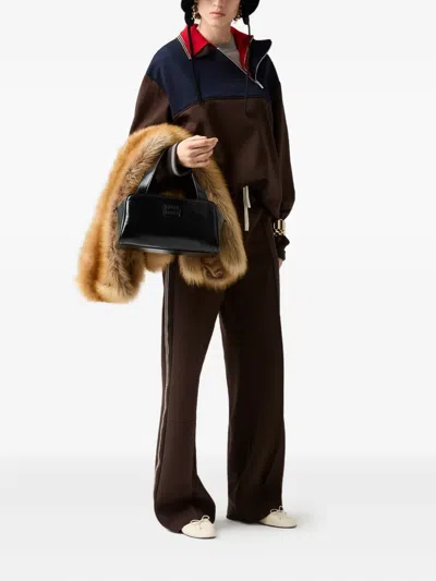 Miu Miu Oversized Two-tone Knit Sweater In Brown