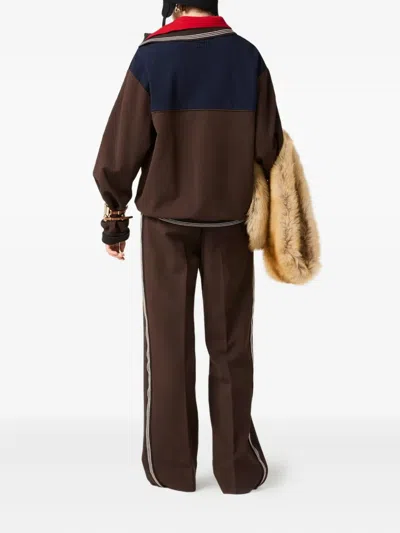 Miu Miu Oversized Two-tone Knit Sweater In Brown