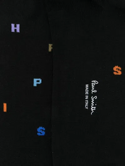 Paul Smith Colorful Letter Pattern Ankle And Mid-calf Socks In Black