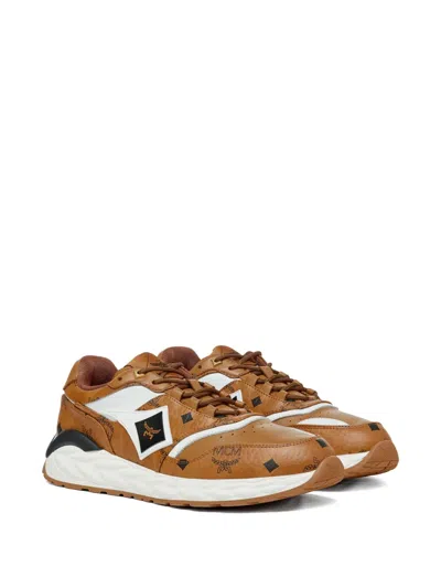 Mcm Skywander Lo Sneakers In Visetos In Cognac