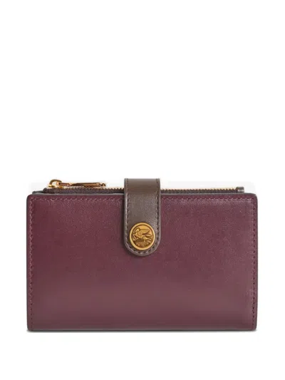 Etro Leather Strap Wallet In Burgundy